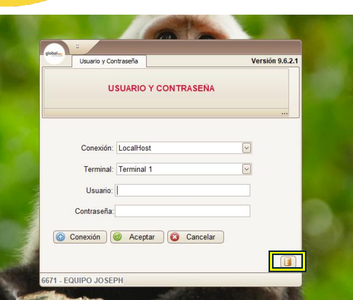Pantalla de inicio de sesión y respaldos